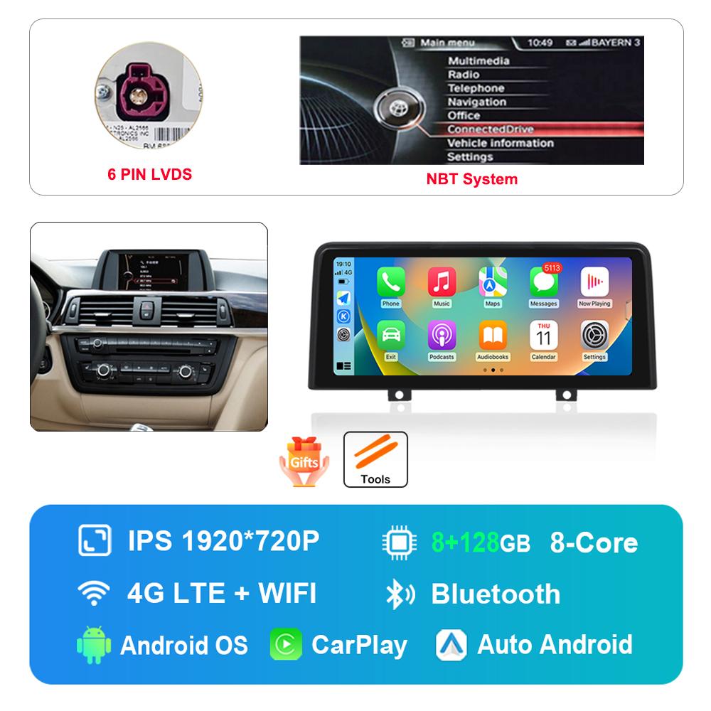 12.3 Inch 1920*720P for BMW 3 4 Series F30 F31 F32 F33 F34 F36 NBT EVO System Android Car Radio Multimedia Player DSP 4G WiFi