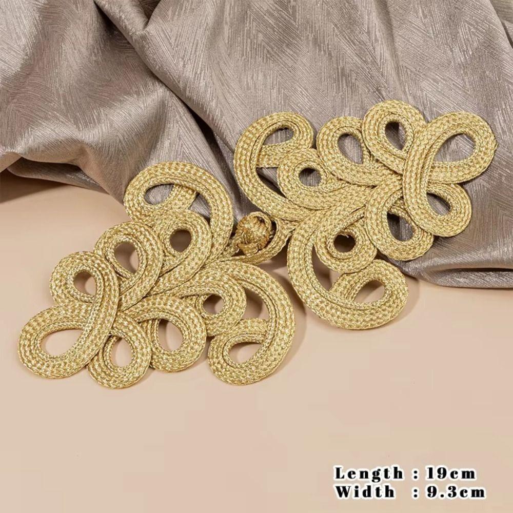 Handmade Chinese Knot Buttons Golden Cheongsam Buttons Traditional Gold Lace Trim Clasps  DIY Craft
