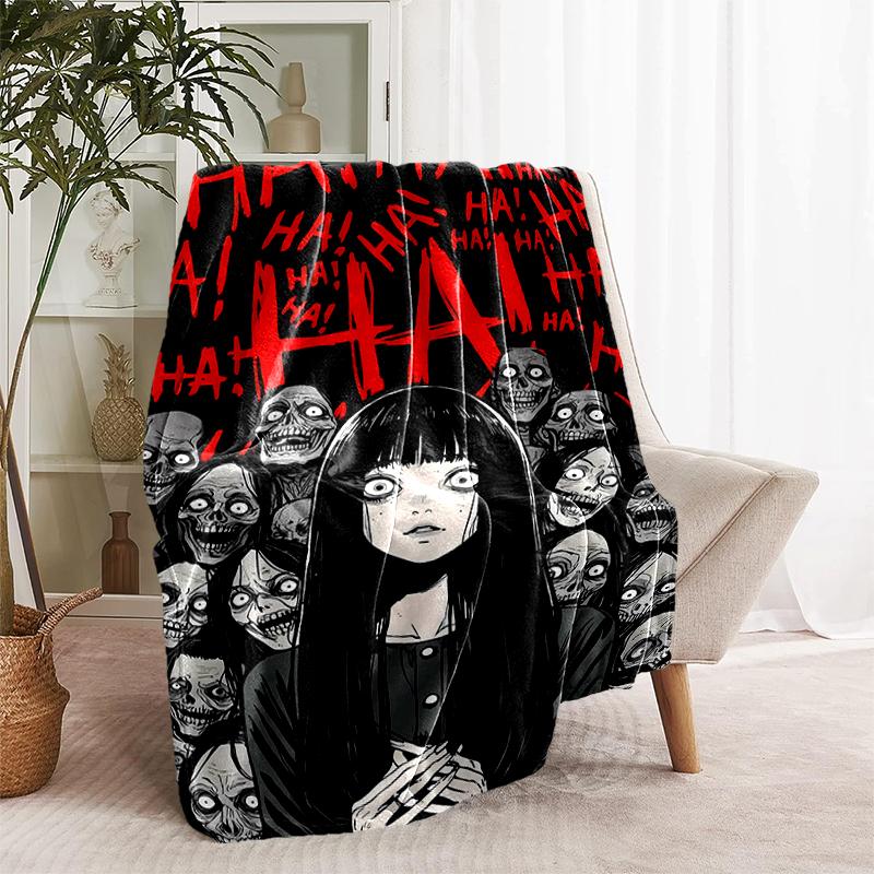 1pc Blanket Thriller Manga Junji Ito Tomie0 Print Design, Lightweight Blanket for Sofa, Bed- Soft &Warm, Gift for All Seasons like Christmas, Hallowee