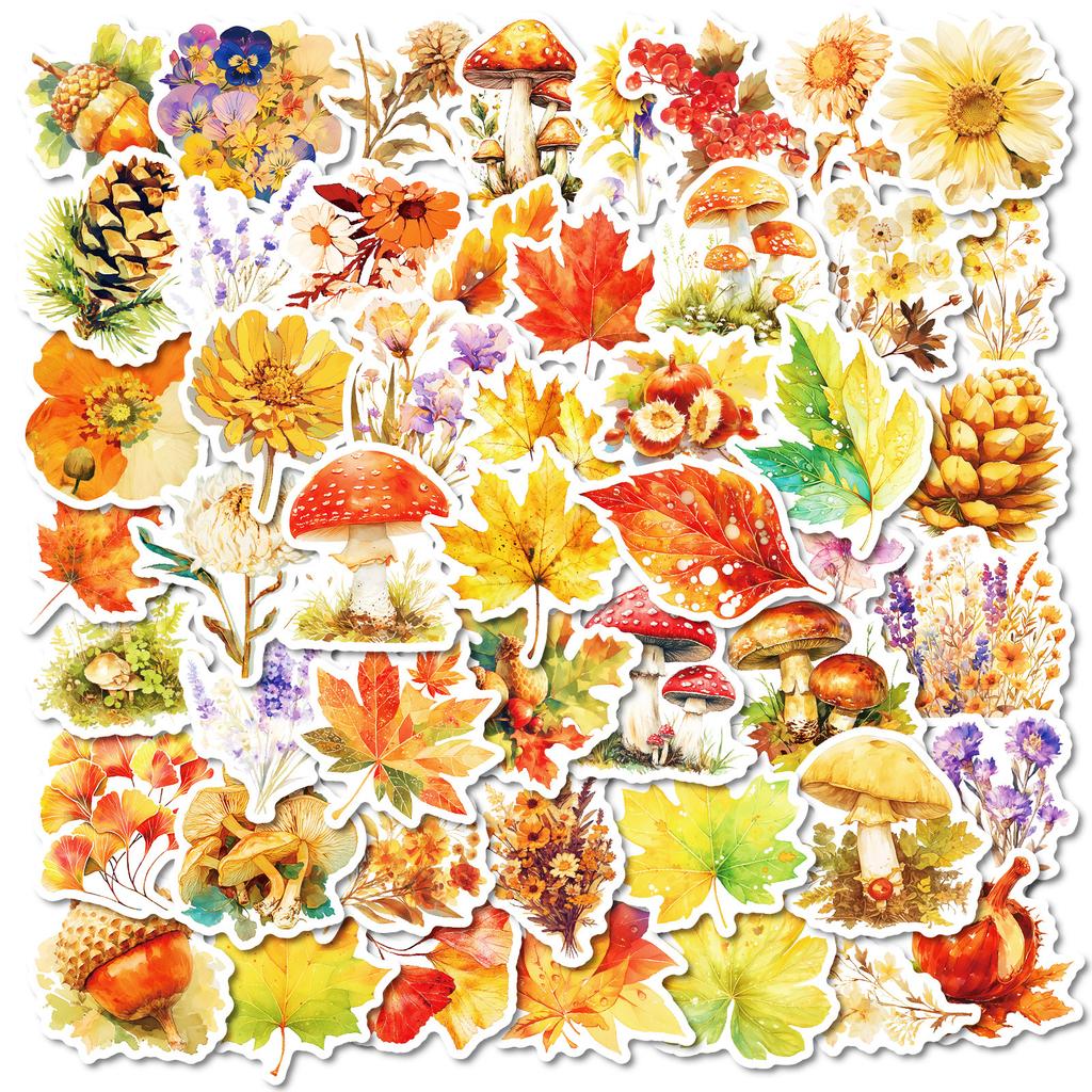50 Original Non-Infringement Autumn Plant Graffiti Stickers Pp Waterproof Decorative Stickers