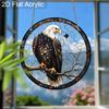 Acrylic Bald Eagle on Branch Suncatcher, Stained Glass Effect Window Hanging Ornament for Bird & Wildlife Lover Gifts
