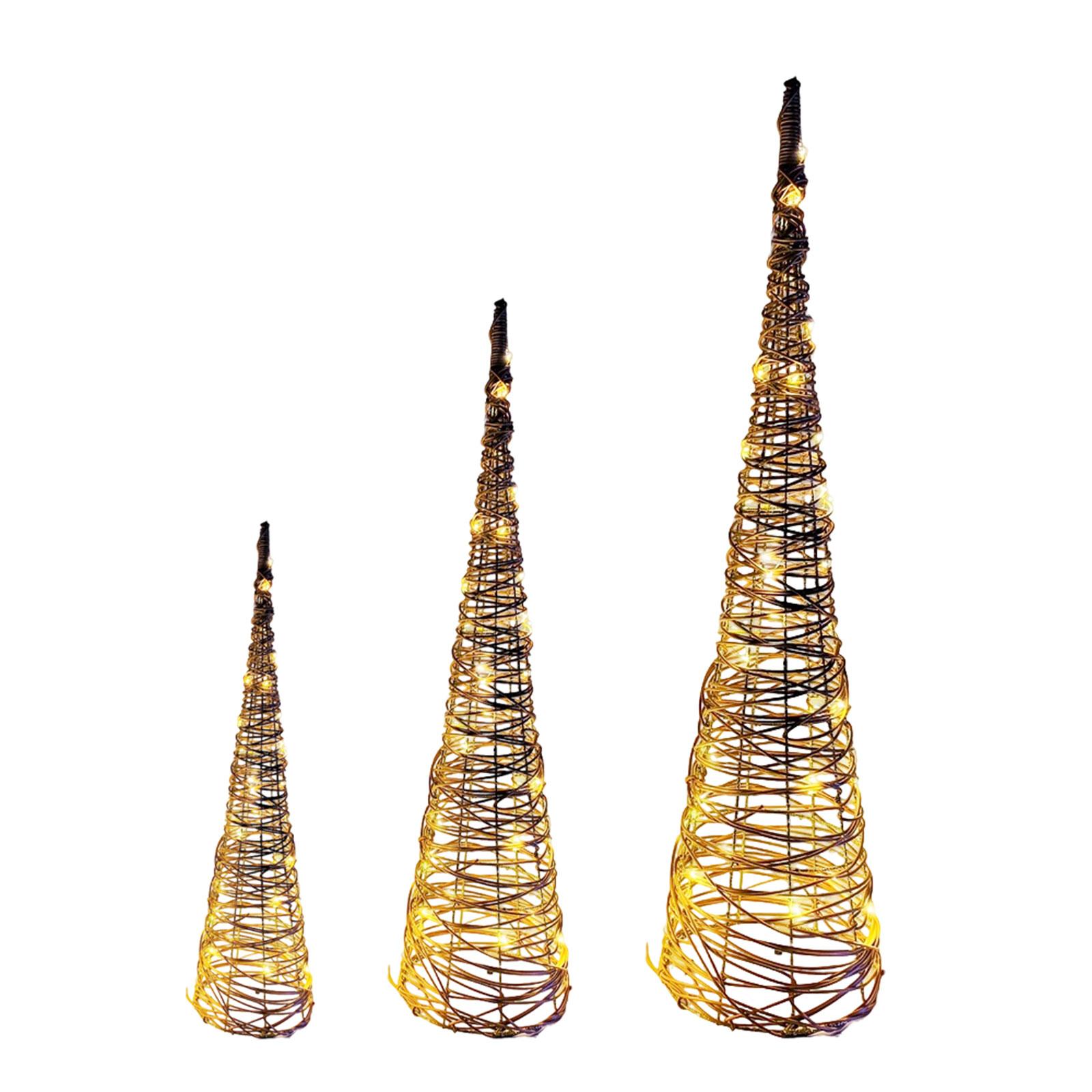 

Christmas Ornaments With Lights LED Christmas Tree Decorations Holiday Christmas Supplies Gold Powder Luminous Spire One Size