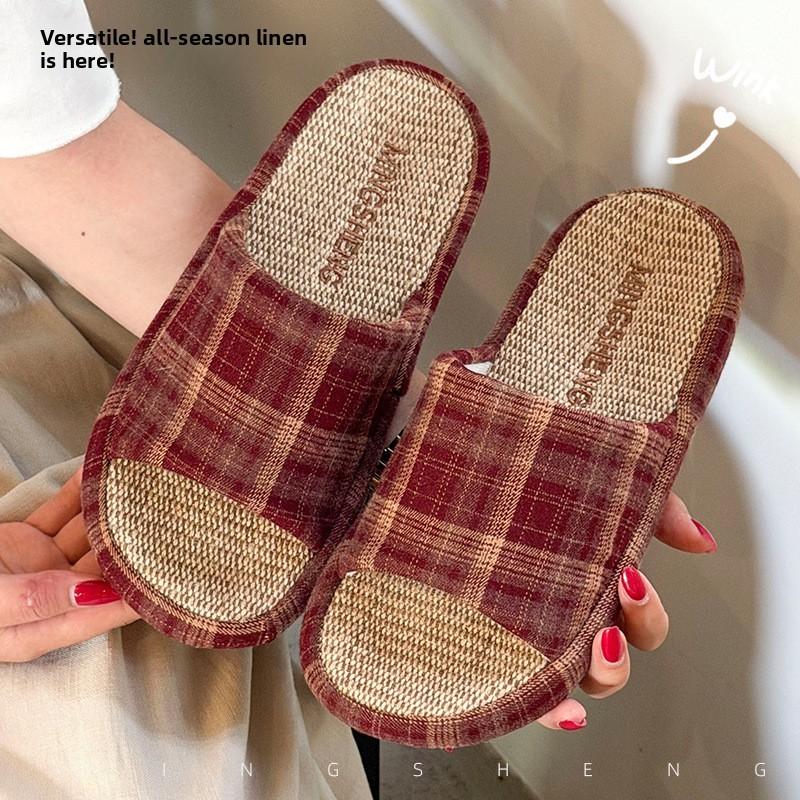 Hanbok Linen Slippers For Adults Nonslip Comfort Home Footwear For Couples