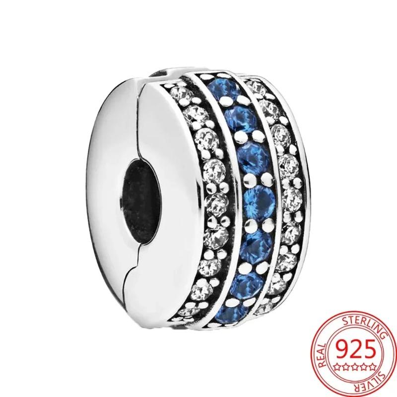 925 Silver Heart Charm Beads Full Diamond Round Rose Pendant for DIY Necklace Bracelet Jewelry Gift