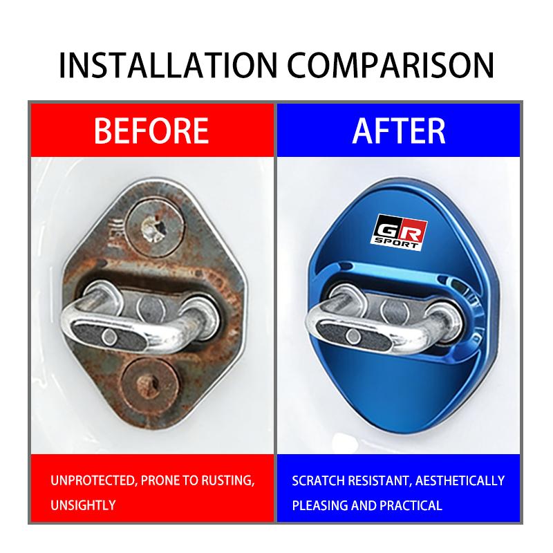 bsqrw5 For Toyota 4Pcs Stainless Steel Car Door Lock Cover Case Stickers Accessories GR sport Hilux Aygo TDR Yaris Corolla Rav4 CHR