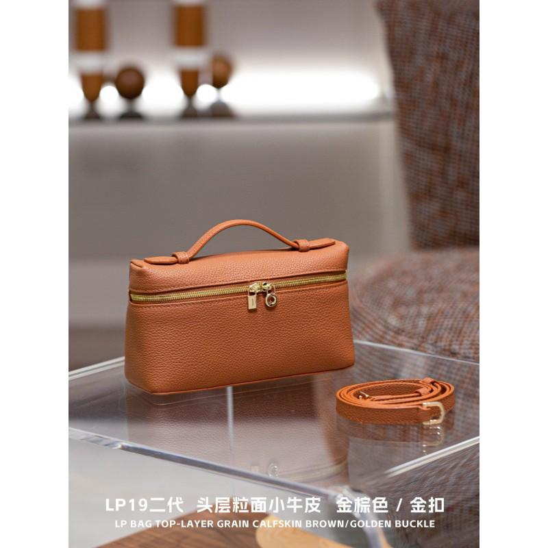 2025 Genuine Leather Lunch Box Bag Crossbody Shoulder Handbag Women 19cm Medium Size