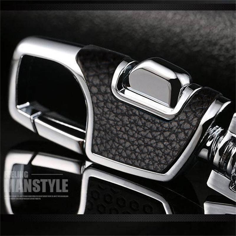 Creative Car Keychain Sleek Stainless Steel Heavy-Duty with Textured Grip 2 Extra Key Rings for Men Women Perfect for Car Keys Minimalist Design