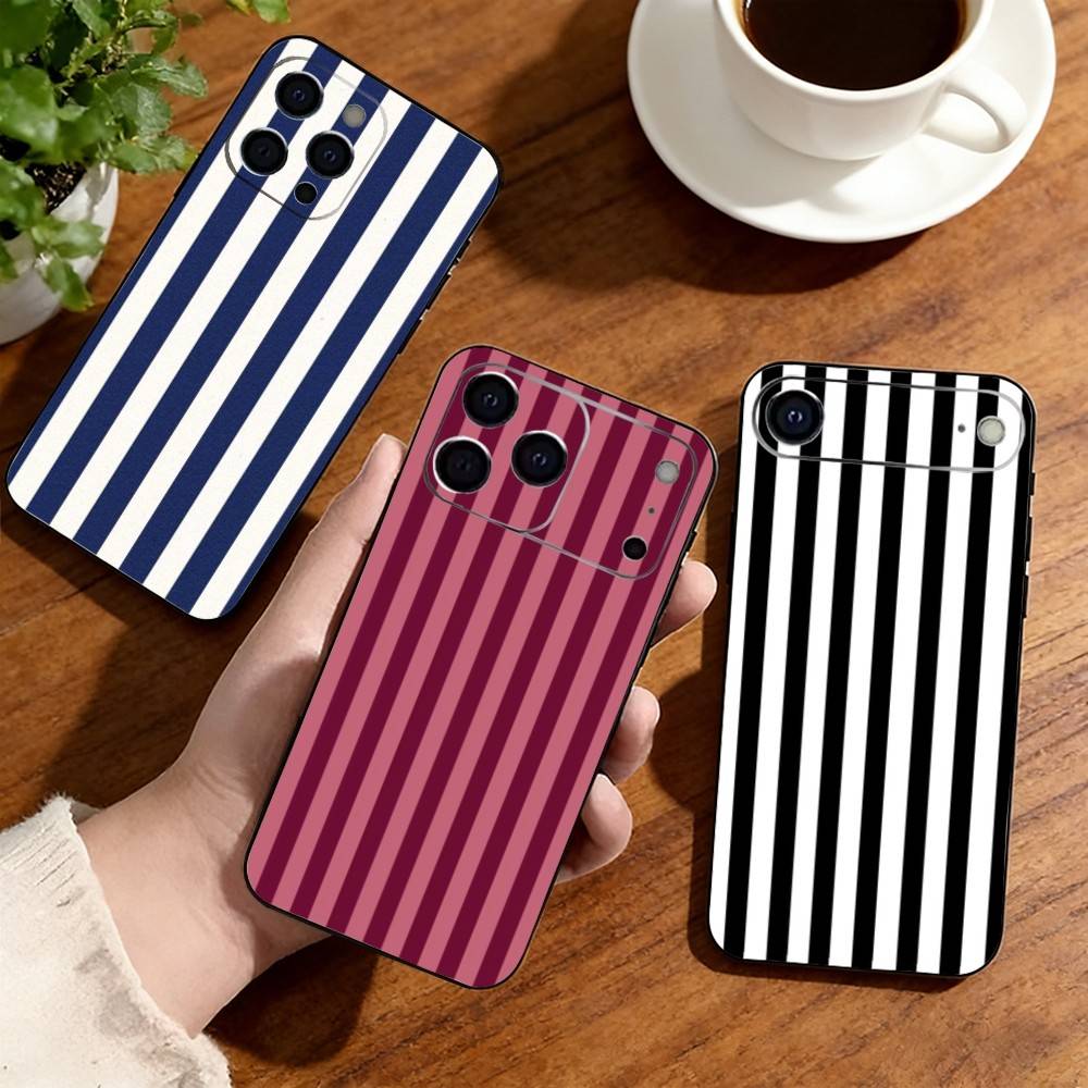 Burgunder-Rosen-Streifen Handyhülle für iPhone 17, 16, 15, 14, 13, 12, 11 Plus, Pro Weiches Silikon Schwarze Hülle