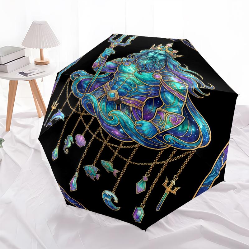 

1 PC Automatic Folding Umbrella -Crystal pendant dreamy Castle Myth Pattern,Portable & Foldable Design with 8 Ribs,Christmas Birthday Gifts