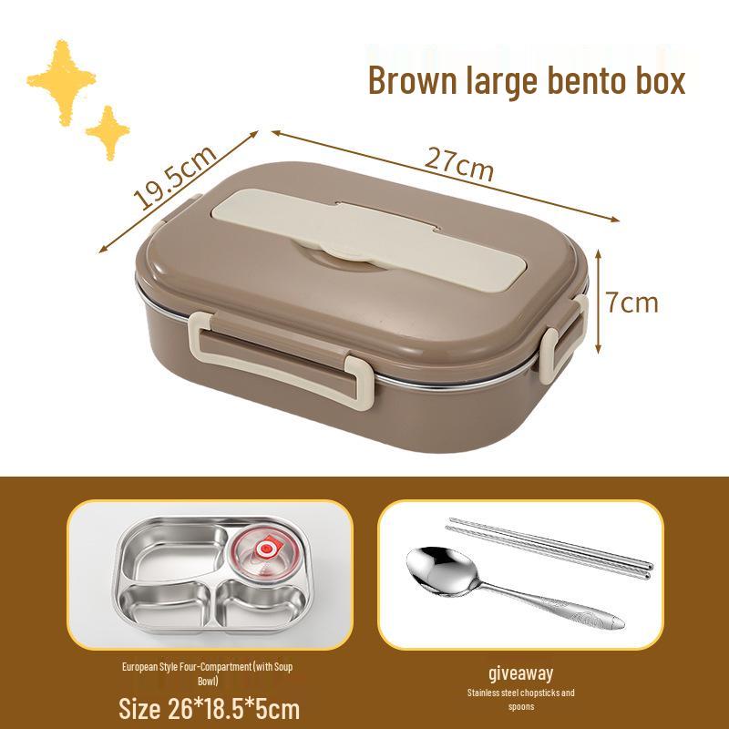 Microwave Safe 304 Stainless Steel Bento Box with Sealed Compartments for Freshness