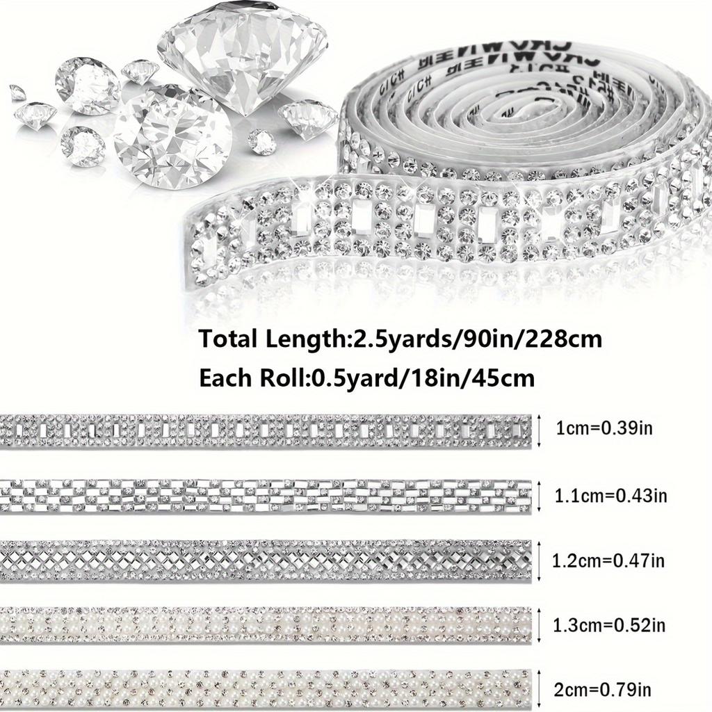 Self-Adhesive Sparkling Resin Diamond Color Ribbon, Totaling 2.5 Yards, Suitable for Crafts, Phone Gifts, Wedding, And Party Decorations