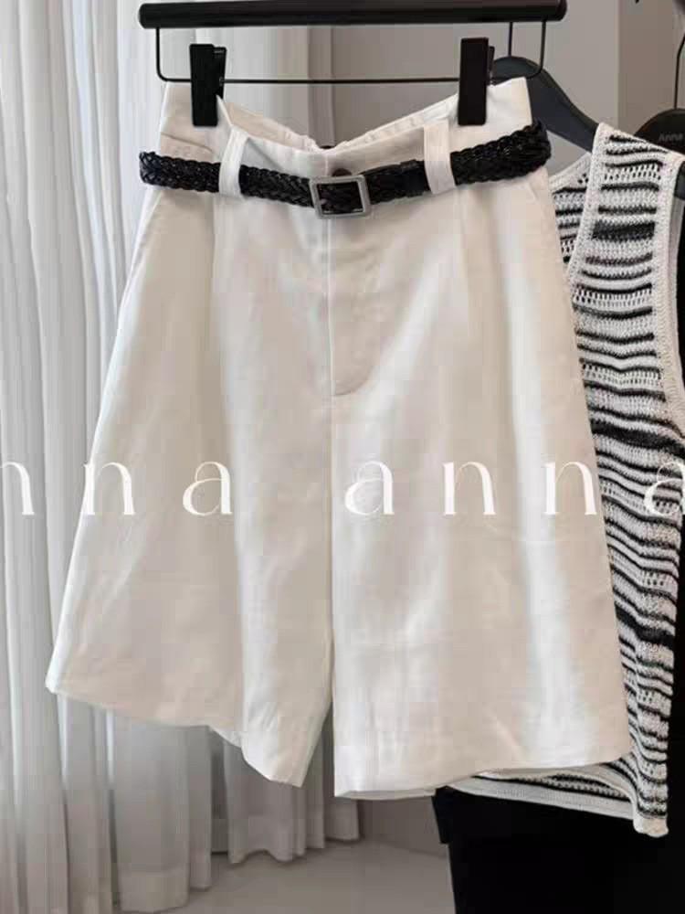 Elegant Tencel Linen White Capris - Summer 2026 Collection: Breathable, Comfortable, Casual Shorts S