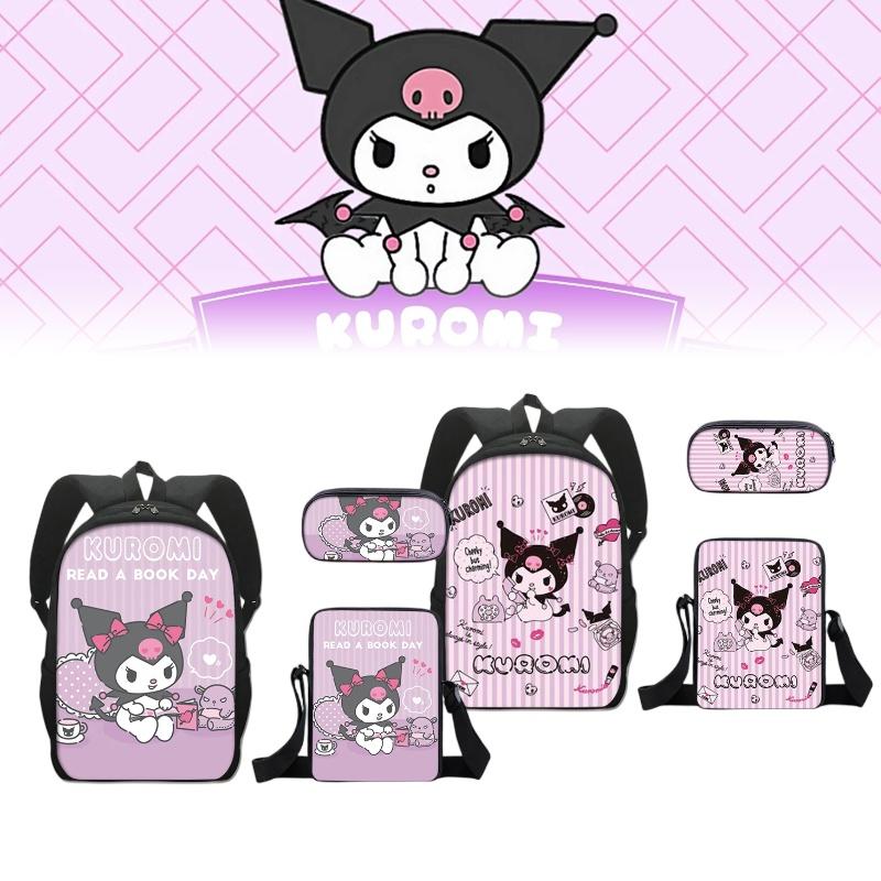 Kuromi Student Backpack Set With Pen Case And Shoulder Bag