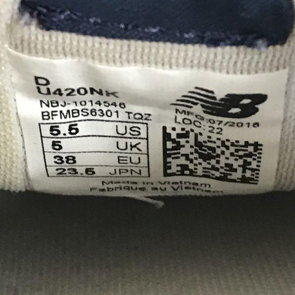 New Balance U420NK Suede Nylon Sneakers 23.5 UK5 US5.5 Navy Black(USED)
