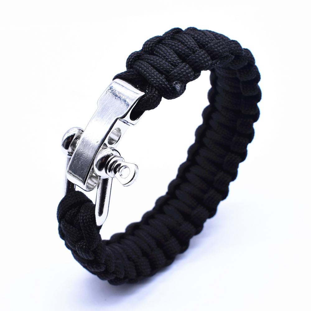 VOQ Outdoor Sports Climbing Mens Bracelet Adjustable Buckle Paracord Survival Bracelet Handmade Creative Jewelry Gifts
