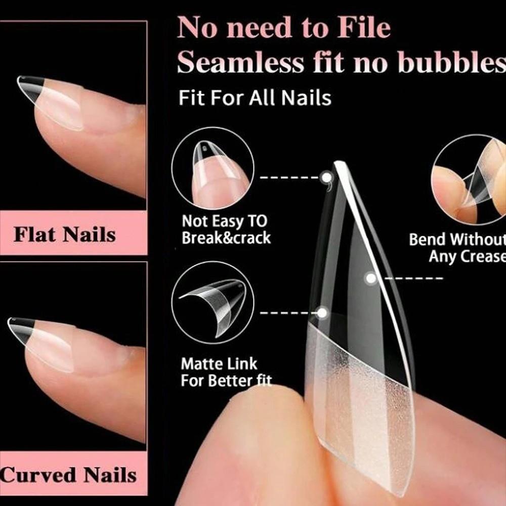 120/150PCS Almond Shape Square Nail Tips Short Gel Nail Tips for Profional Use in Nail Salons
