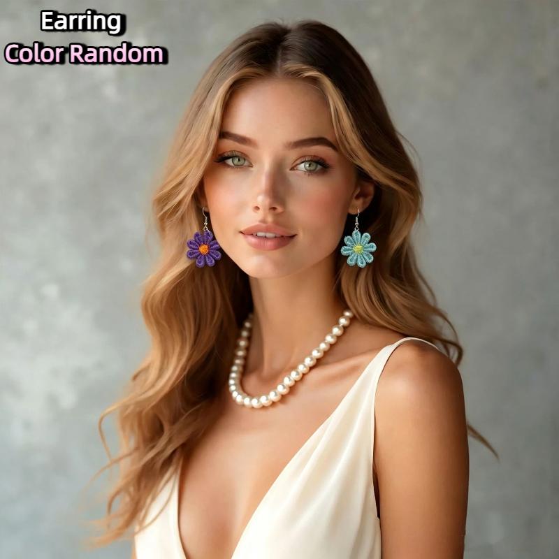 Stretchy Band Crochet Flower Headband Cute Colorful Design Comfortable Fit for Teen Girls Summer Sports Outdoor Activities