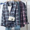 Huili Women's Plaid Long-Sleeve Shirt Jacket