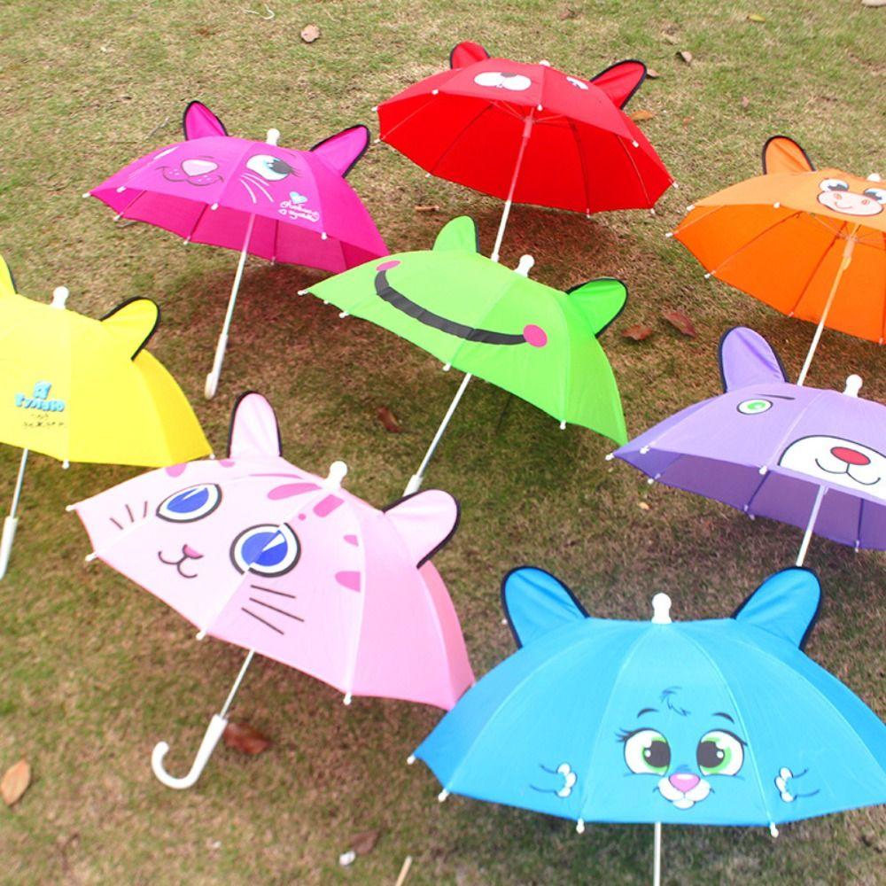 

Cartoon Baby Doll Rain Gear 3D Ear Modeling Children Umbrella Cute Mini Umbrella Rainy Day розовый