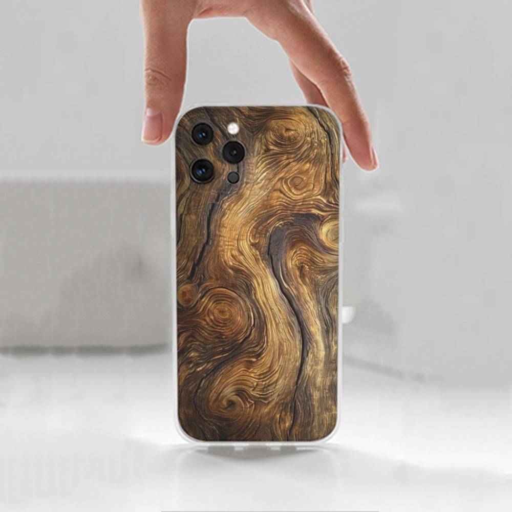 Natural Wood Case For iPhone X,14,16,Mini,XS,SE,12,15,Pro,17,Plus,11,Max,13,XR,Transparent Soft Cover