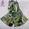 [BYSIFA]  Green Blue Ladies Satin Long Silk Scarf Shawl New Fashion Brand Scarves Printed Spring Fall Female Head Scarf 160*70cm