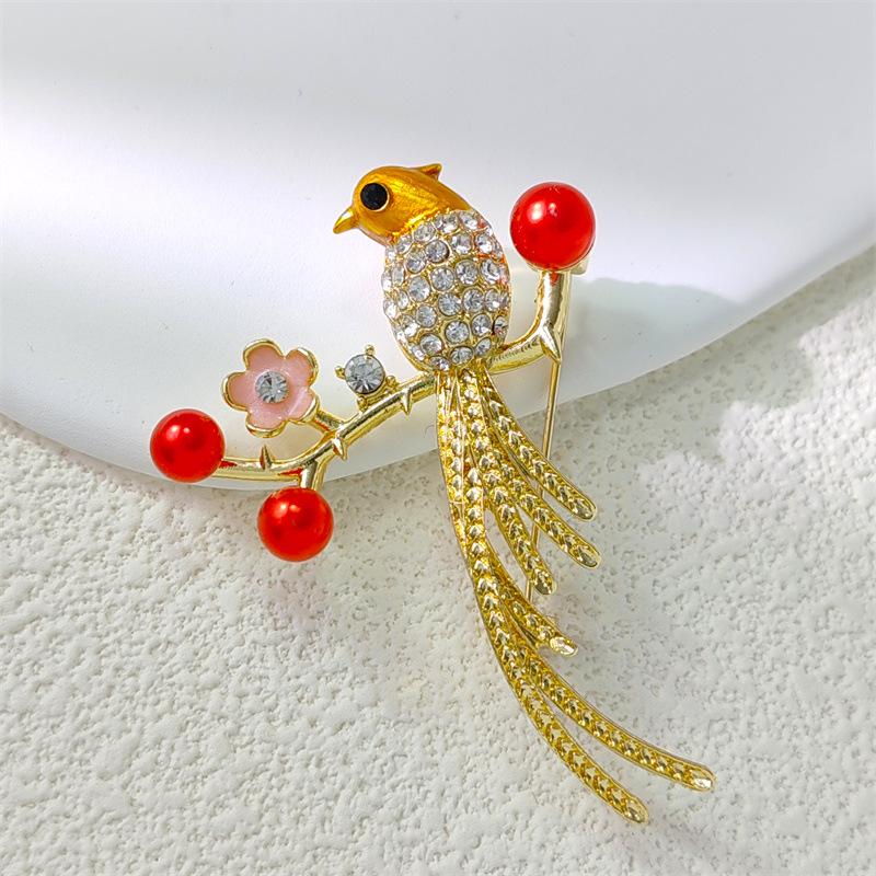 

Высококлассная новая брошь с дизайном неразлучника, антикварная и корсаж с сорокой. One Size золотой