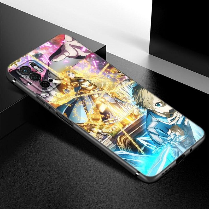 Anime Kirito ve Asuna telefon kılıfı Xiaomi Redmi için not 7 8 8T 9 9S 10 10S 10T 11 11S 4G 11E 11T Pro 5G yumuşak TPU siyah kapak