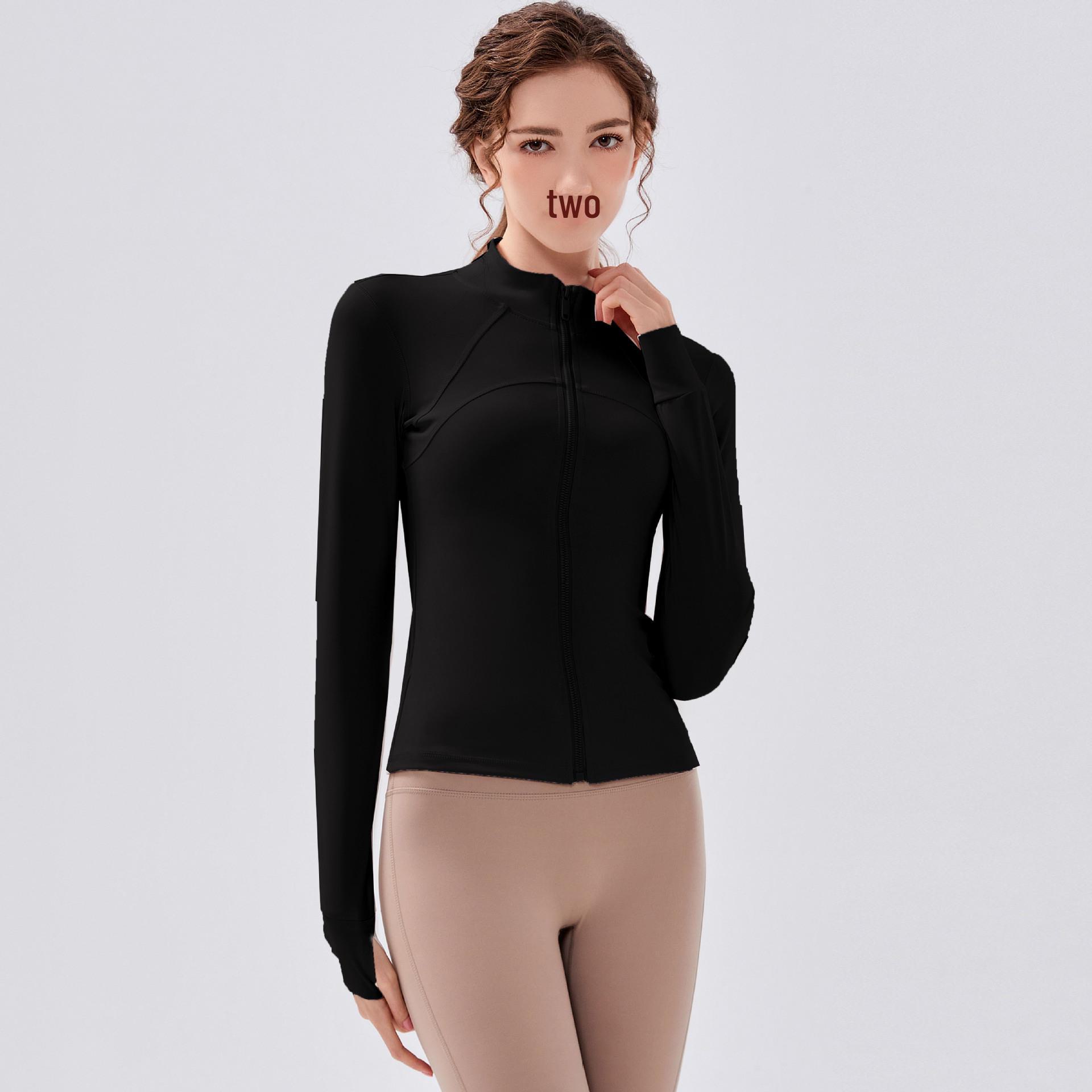 Velvet Zipper Long Sleeve Yoga and Fitness Jacket for Autumn/Winter Training  & Cycling Large