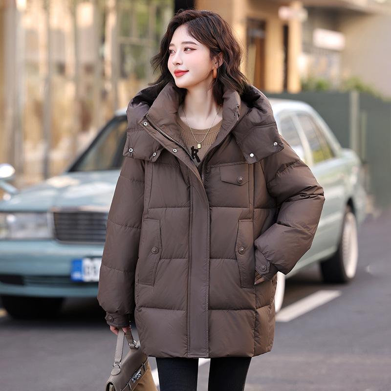 Medium and long thickened hooded down cotton-padded women's jacket Winter new loose warm cotton-padded women's cotton-padded jacket
