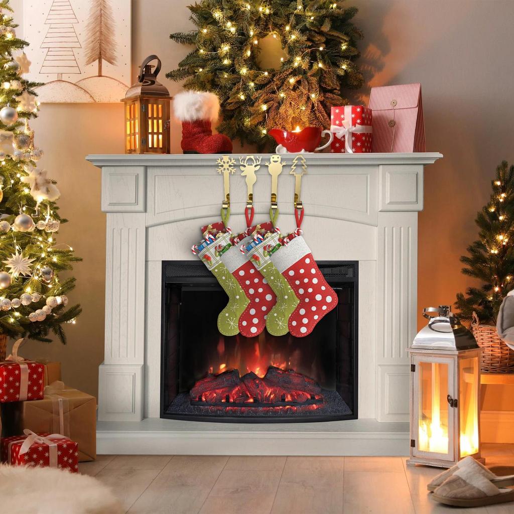 Stocking Holders For Mantle 4 Pieces Non-Slip Metal Lightweight Christmas Ornaments Clips Garland Hanger Stocking Holders For