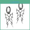 Gothic Punk Silver Thorns Butterfly Pendant Earrings With Skull Design For Men And Women