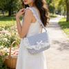 Stripe Sweetheart Lace Small Crossbody Purse With Magnetic Closure For Casual Wear