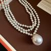 Pearl Beading Collarbone Necklace Stackable Neck Chain Choker Stylish Long Necklace  Party Wear