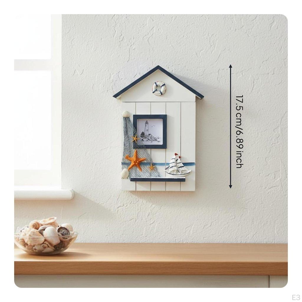 House Shaped Key Storage Box Rustic Finish Wall Mounted Space Saving for Entryway,