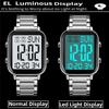 Skmei Men Digital Watches Luxury Stainless Steel Strap Dual Time Zone Man Sports Bracelet Watch 30M Waterproof Male Alarm Clock