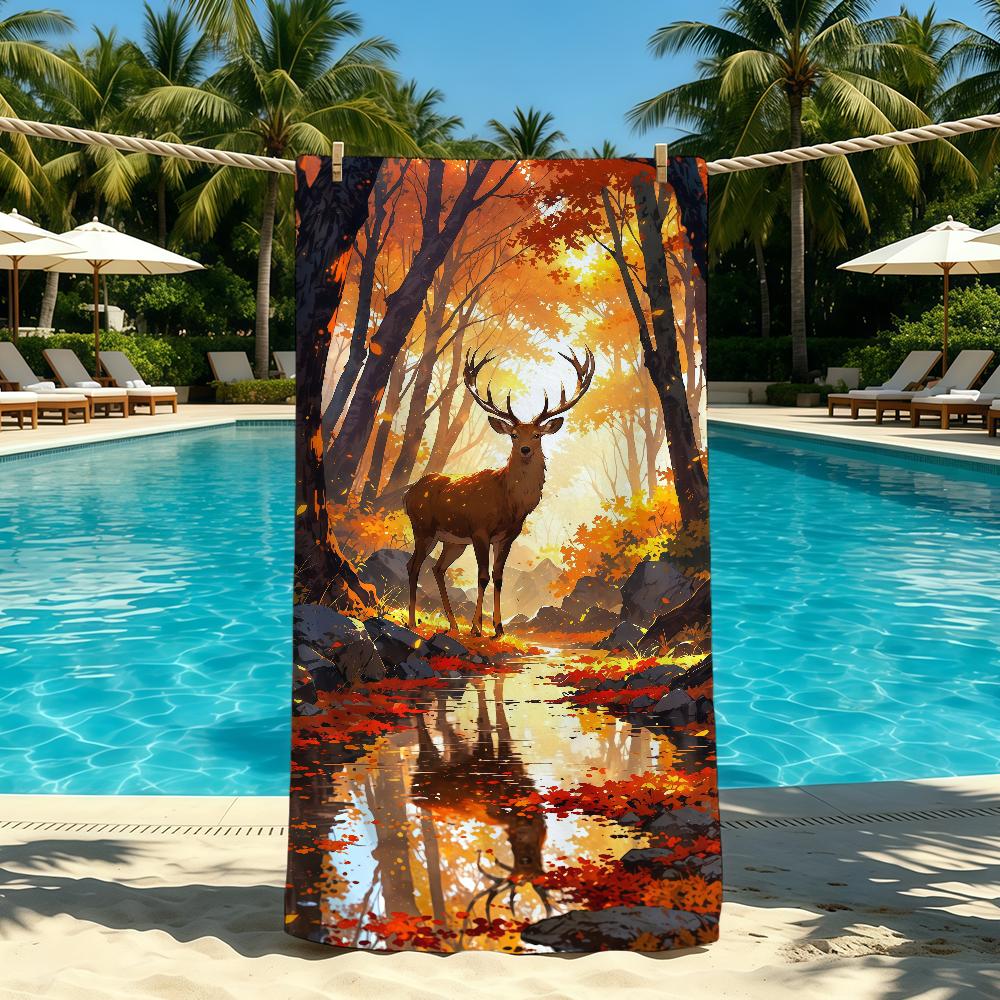 Waldhirsch Kunsthandwerk Handtuch Für Outdoor Camping Strandhandtuch Super Saugfähig Schnelltrocknend Sommerhandtuch