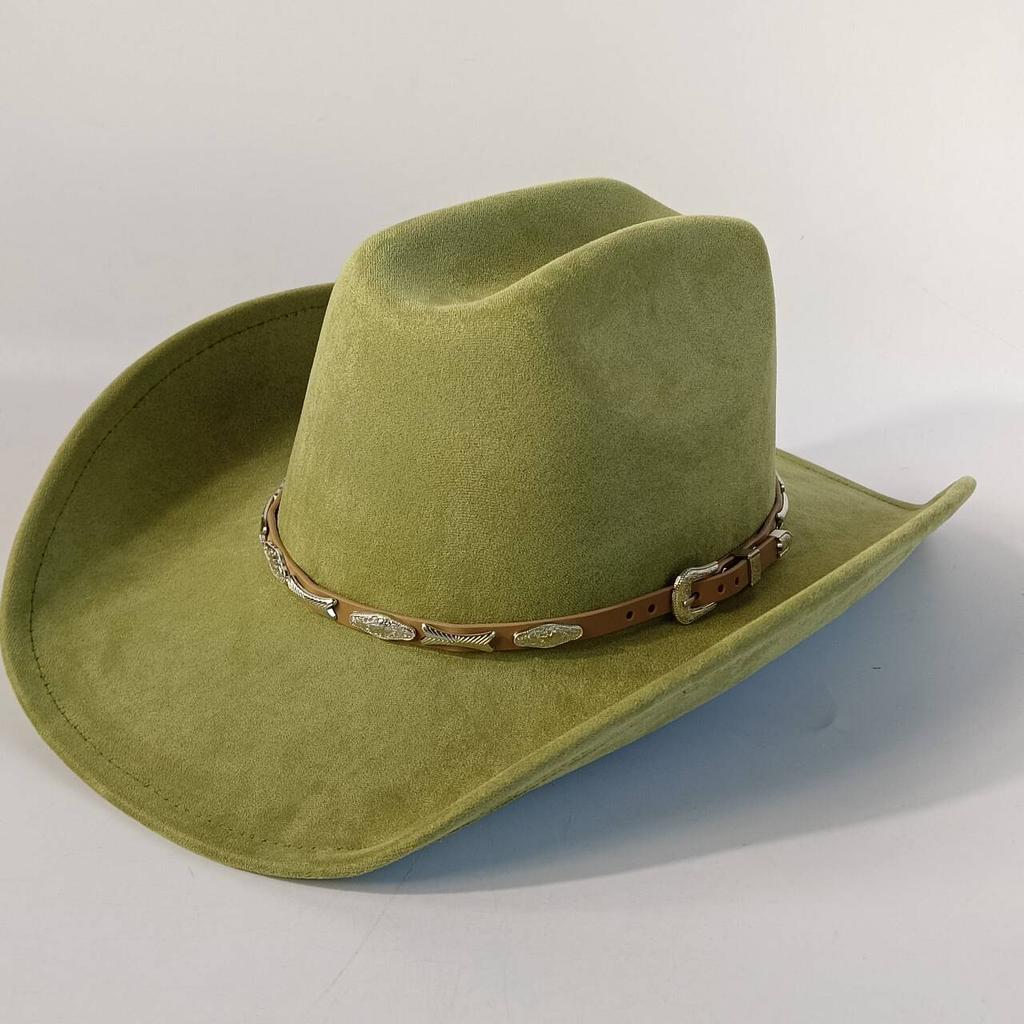 Stylish men's and women's felt hats cowboy hats soft felt hats with beige leather belts Panama hats outdoor parties hat.