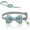 Small Dog Collar and Leash Dog Collar with Bell Cat Collar Pet Collar with Bow Tie for Small Dog Chihuahua Yorkshire Cat, Blue, Collar + Leash,2024 Pi