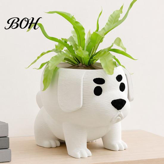 Healing Desk Decor 2 Pcs Dog Planter Pot, Funny 3D Printed Animal Planter, Cute Puppy Flower Pot for Home Office Indoor Outdoor Compact Holder
