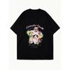 Oversized T-Shirt Black Unlimited Youth Graphic Print With Cute Animals And Text Design For Casual Wear And Street Style