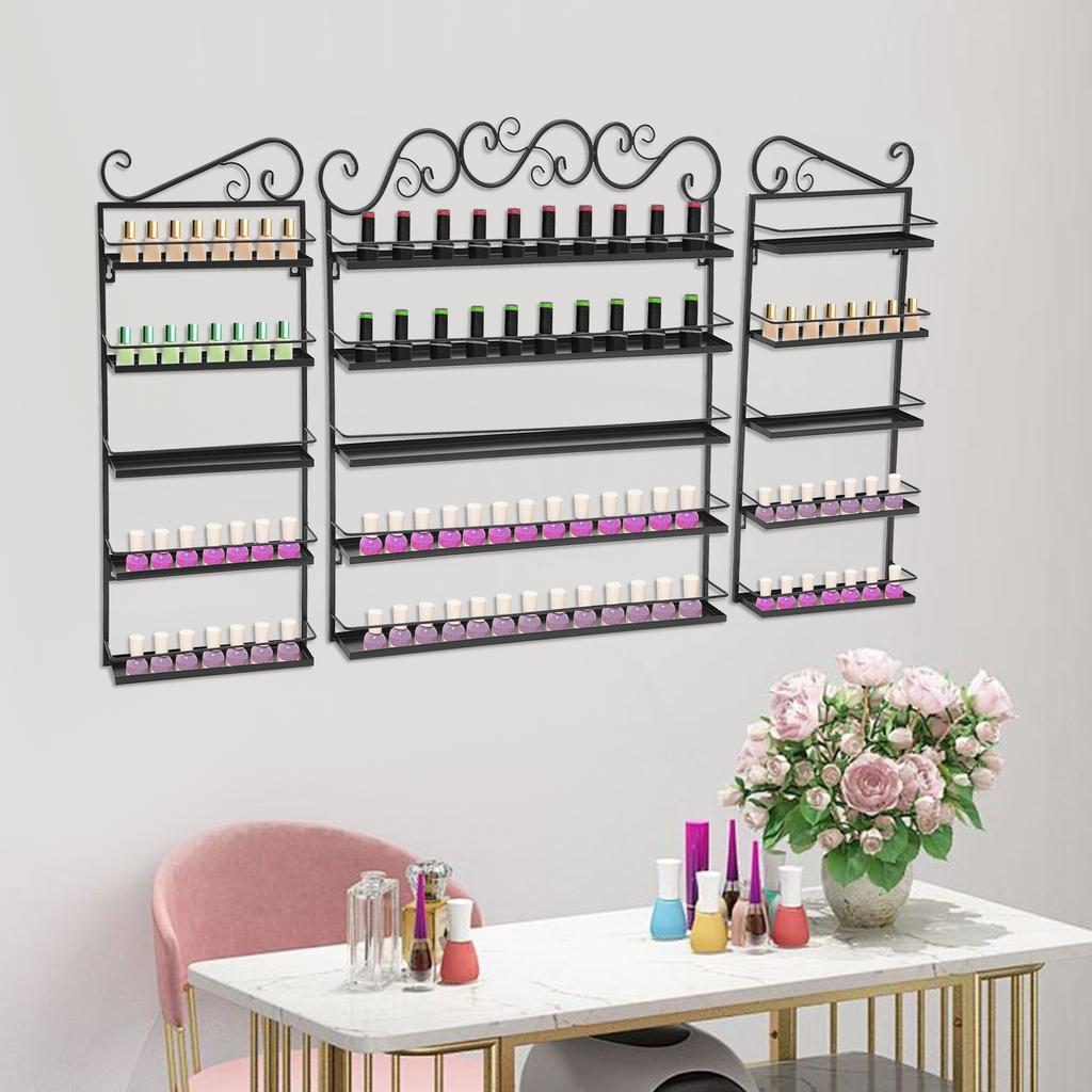 Wall Mounted Nail Polish Organizer,5-Tier Display Shelf,3-Piece Nail Polish Storage Rack Set, Vertical Wall Hanging Organizer