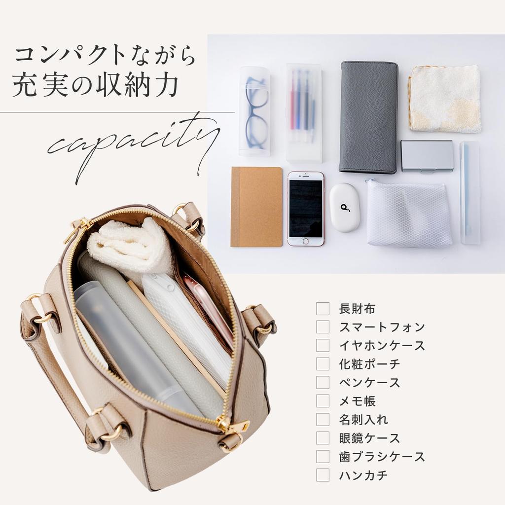 Shoulder Bag Handbag 2way Tote Mini Lightweight Compact Crossbody Pouch 2 Types of Straps Black [Miwoluna] Women's