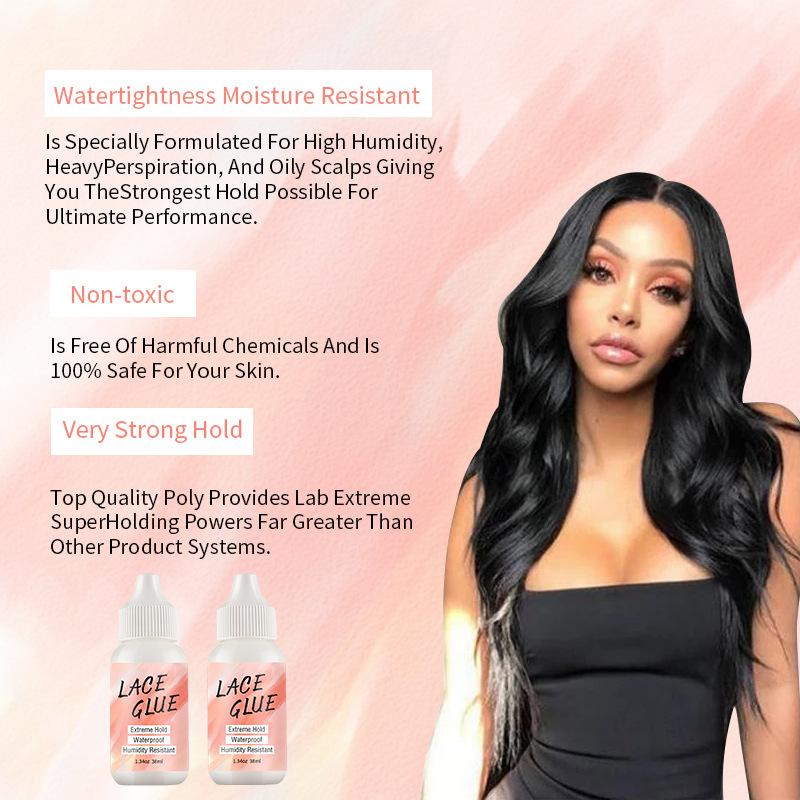Lace Wig Glue - Extreme Hold, Waterproof & Humidity Resistant for Lace Wigs (38ml with Applicator) Lace Wig Glue Strong Adhesive