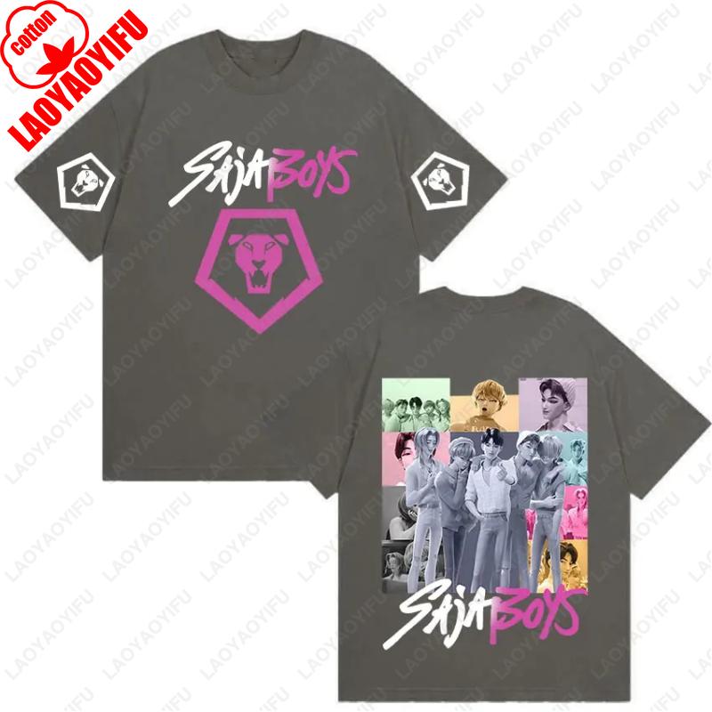 Kpop Saja Boys Lovci démonů 2025 Film Grafická bavlněná trička Pánská Dámská Estetická móda Vtipná trička Ležérní Hip hop Populární topy