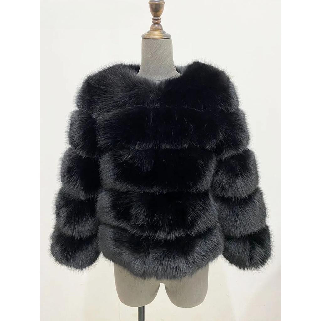 VAYLA Mink Coat Winter Black White Faux Fur Coat Woman Elegant Fluffy Faux Fur Jacket Top Short Fur Coats Woman Clothing