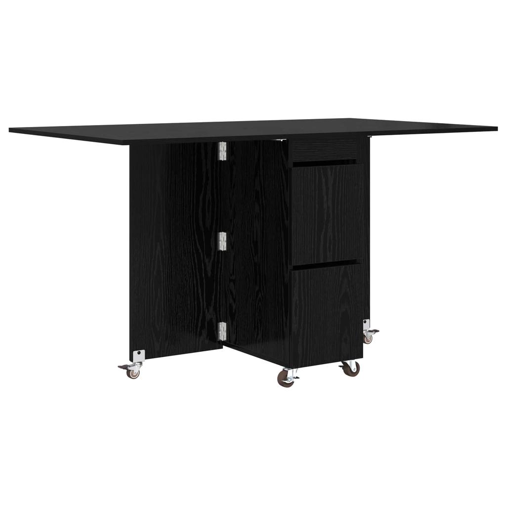 Dining Table Set 2 pcs 140 x 80 x 77 cm Engineered Wood Black Oak