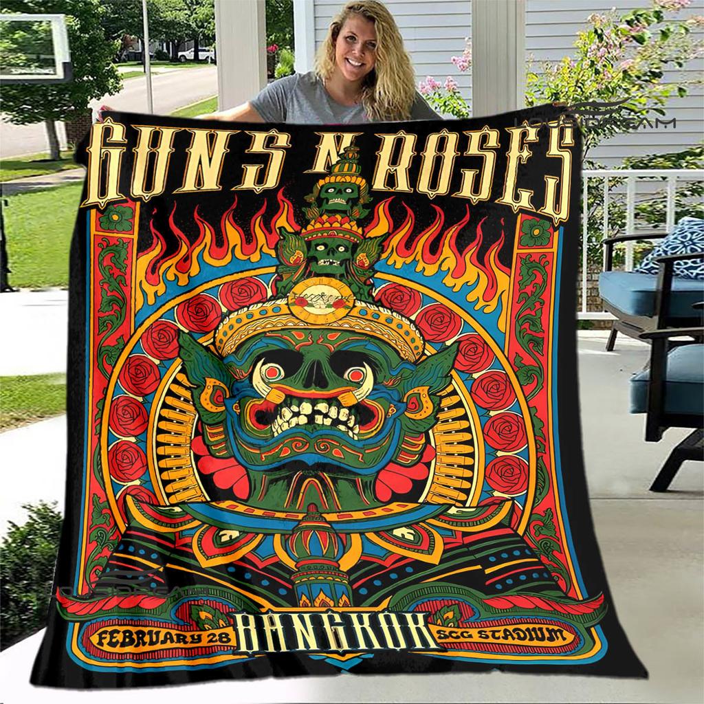 Guns n'roses band retro print blanket Flannel Soft Comfort Blanket Home Travel Blanket Kids Warm Blanket birthday gift