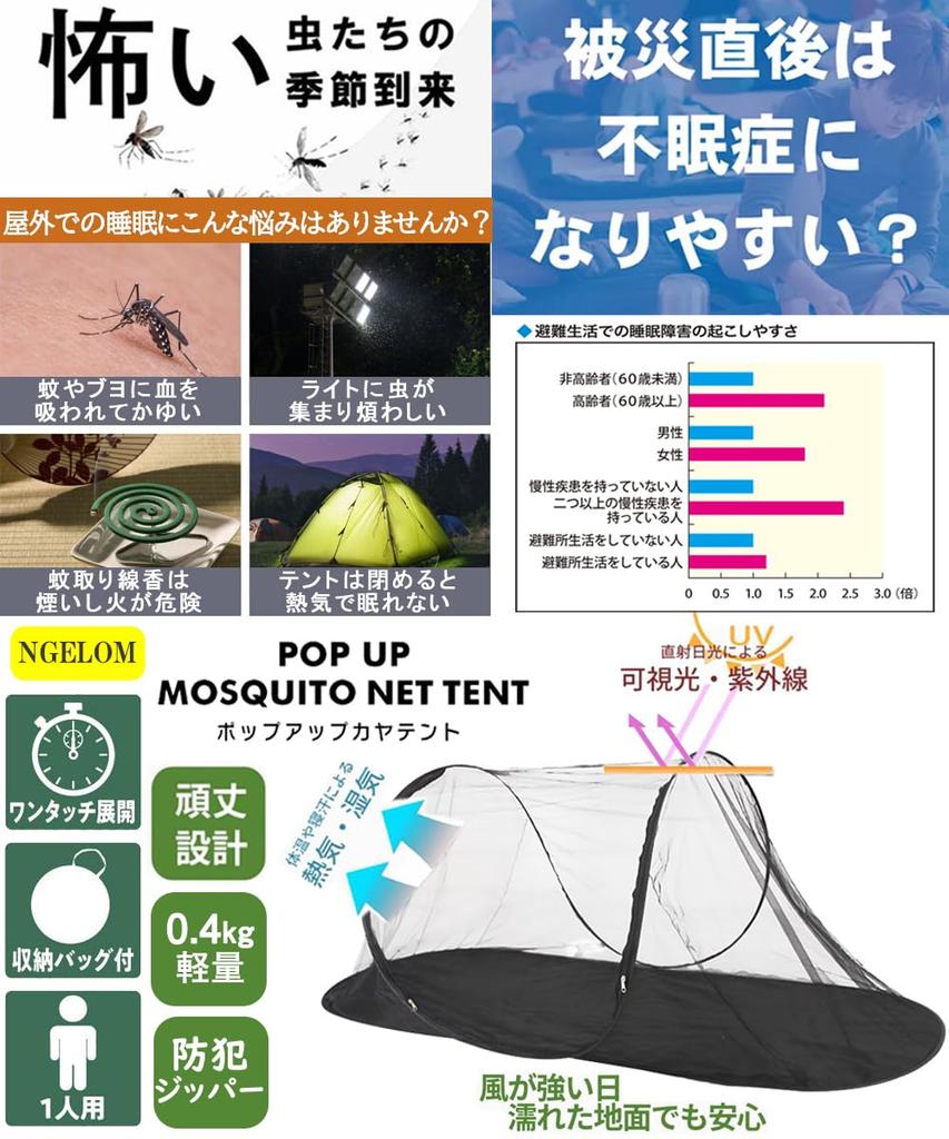 Mesh Tent, Emergency Use, Pop-Up, Freestanding, Long-Term Power Outage/Evacuation Shelter Measures, Light-Blocking, Insect-Proof, Waterproof, 1 Person