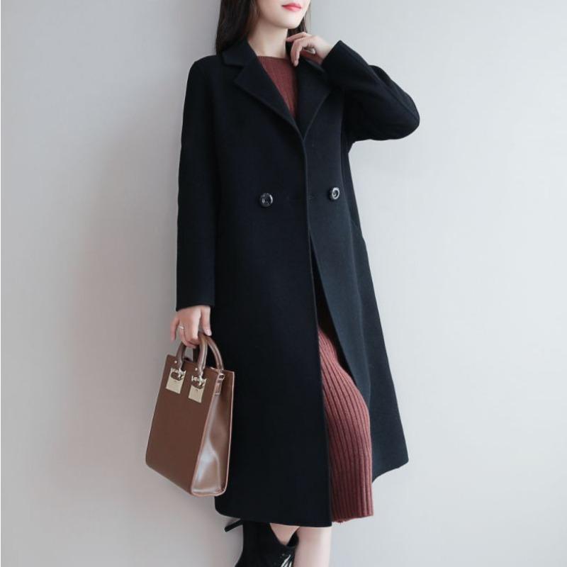 Winter New Korean Style Loose Coat Mid-length Temperament Versatile Woolen Coat Women s Autumn and Winter Lapel Coat M