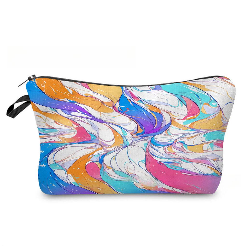 Women Abstract lines Print Cosmetic Bag Toiletries Organize Travel Storage Case 6858